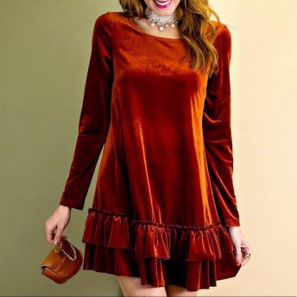 rust red bridesmaid dresses Sexy Simple One Shoulder Long Velvet Bridesmaid Dresses With Slit main image 1